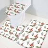 3 Pieces Bathroom Rugs and Mats Sets Cardinal Red Bird Merry Christmas,Non Slip Water Absorbent Bath Rug,Toilet Seat/Lid Cover,U-Shaped Toilet Mat,Home Decor Doormats Pine Cone Tree view 3