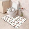 3 Pieces Bathroom Rugs and Mats Sets Cardinal Red Bird Merry Christmas,Non Slip Water Absorbent Bath Rug,Toilet Seat/Lid Cover,U-Shaped Toilet Mat,Home Decor Doormats Pine Cone Tree view 4