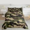 Teens Army Camouflage Bedding Set Full, Monochrome Attire Comforter Set Young Men Adult Camouflage Inside Vegetation Down Comforter Minimalist Camo Duvet Sets with 2 Pillow Shams, Army Green view 2