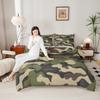 Teens Army Camouflage Bedding Set Full, Monochrome Attire Comforter Set Young Men Adult Camouflage Inside Vegetation Down Comforter Minimalist Camo Duvet Sets with 2 Pillow Shams, Army Green view 3