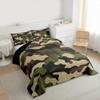 Teens Army Camouflage Bedding Set Full, Monochrome Attire Comforter Set Young Men Adult Camouflage Inside Vegetation Down Comforter Minimalist Camo Duvet Sets with 2 Pillow Shams, Army Green view 4