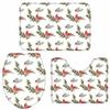 3 Pieces Bathroom Rugs and Mats Sets Cardinal Red Bird Merry Christmas,Non Slip Water Absorbent Bath Rug,Toilet Seat/Lid Cover,U-Shaped Toilet Mat,Home Decor Doormats Pine Cone Tree view 1