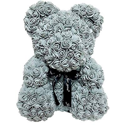 Artificial and Dried Flower 23Cm Foam Bear of Roses Bear Rose Flower Artificial Year Gifts for Women ValentinesHome Wedding Festival DIYbox - ( Color: Gray )