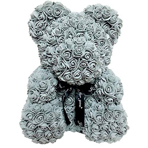 Artificial and Dried Flower 23Cm Foam Bear of Roses Bear Rose Flower Artificial Year Gifts for Women ValentinesHome Wedding Festival DIYbox - ( Color: Gray )