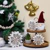 GENMOUS & CO. Farmhouse Tiered Tray Decor with Distressed Wood Bead Garland, Decorative 2 Tiered Serving Tray with Metal Handle for Rustic Home Dcor view 3