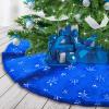 Atiming Blue Christmas Tree Skirt Plush 90cm Dark Blue Fur Christmas Tree Skirt Mat with Silver Sequin Snowflake Xmas Tree Skirt Base Cover for Christmas New Year Decorations (Blue-S, 36inches) view 2