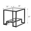 Accent Glass Coffee Table Side Table, Square 22" End Table with Glass-Top Lower Storage Shelf Metal Frame Protective Foot Pads, Modern Geometric-Inspired for Living Room, Dining Room, Office view 3