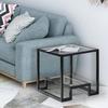 Accent Glass Coffee Table Side Table, Square 22" End Table with Glass-Top Lower Storage Shelf Metal Frame Protective Foot Pads, Modern Geometric-Inspired for Living Room, Dining Room, Office view 4