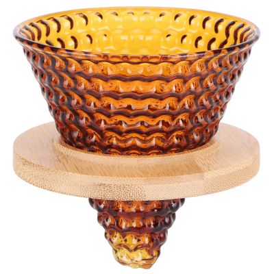 Glass Coffee Dripper, Pour over Coffee Dripper, Coffee Pot Filter Reusable Glass Funnel Kettle Brewer Accessories (Brown)