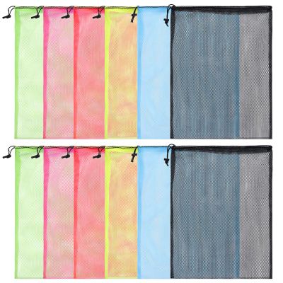 12Pcs Mesh Laundry Drawstring Bag,Nylon Drawstring Gym Bag with Cord Lock Closure 18"X24"