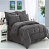 Wega Linen Stripe Comforter Set Queen/Full 88x88-5Piece Bedding Comforter with 4 Pillow Cases Soft Cotton Down Alternative Comforter Set Dark Stripe view 1