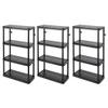 Gracious Living 4 Shelf Fixed Height Medium Duty Storage Unit 14 x 32 x 54.5 Organizer System for Home, Garage, Basement, & Laundry, Black (3 Pack) view 1