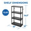 Gracious Living 4 Shelf Fixed Height Medium Duty Storage Unit 14 x 32 x 54.5 Organizer System for Home, Garage, Basement, & Laundry, Black (3 Pack) view 3