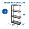 Gracious Living 4 Shelf Fixed Height Solid Light Duty Storage Unit 12 x 24 x 48 for Home, Garage, Basement, & Laundry, Black (2 Pack) view 3