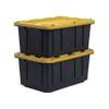BLACK & YELLOW, 17-Gallon Heavy Duty Storage Bins with Lids, Stackable Plastic Storage Bins with Weather-Resistant Design, Home Organization, 2 Pack (12.5H x 18W x 26.9D) view 1