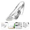 ARTIBETTER Womens Slide Slippers 1Pc Glass Slipper Mini Crystal High Heels Shoes Figurine Ornaments Decorative Crystal Shoe (Transparent) Clear Glass Ornament view 3