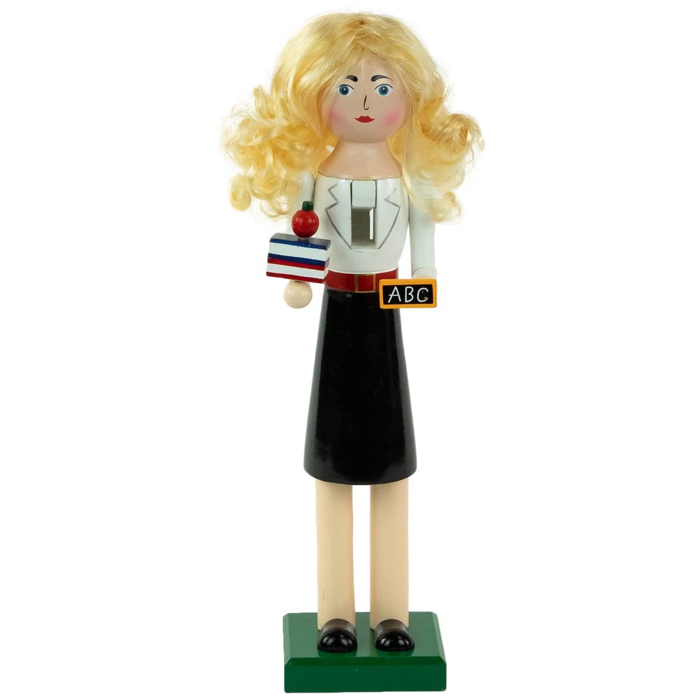 Northlight 14" Black and White Wooden Teacher Christmas Nutcracker