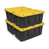 BLACK & YELLOW 17-Gallon Heavy Duty Storage Bins with Lids, Stackable Plastic Storage Bins with Weather-Resistant Design, Home Organization, 4 Pack (12.5H x 18W x 26.9D) view 1