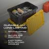 BLACK & YELLOW 17-Gallon Heavy Duty Storage Bins with Lids, Stackable Plastic Storage Bins with Weather-Resistant Design, Home Organization, 4 Pack (12.5H x 18W x 26.9D) view 4