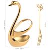 AnSaw Elegant Swan Base Holder & 20 pcs 4.7" Gold Leaf Stainless Steel Forks Set for Appetizers, Desserts, Fruits, Cakes, and Salads view 2