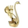 AnSaw Elegant Swan Base Holder & 20 pcs 4.7" Gold Leaf Stainless Steel Forks Set for Appetizers, Desserts, Fruits, Cakes, and Salads view 3