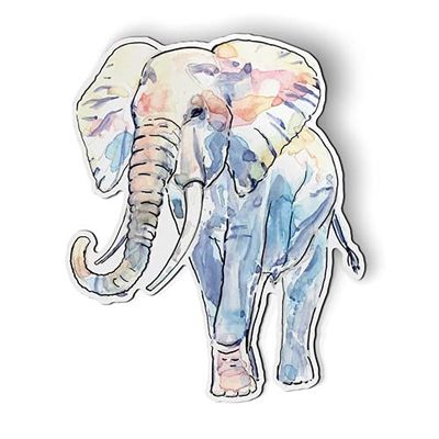 Elephant Pretty Watercolor Artistic - 5" Magnet for Car Locker Refrigerator