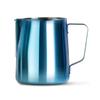 Barista Basics 12 Oz Blue Stainless Steel Milk Frother Pitcher, Steaming Pitcher for Latte Art, Food-Grade/w Measurements view 1