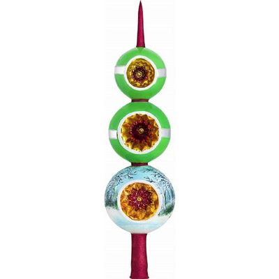 Joy To The World Yule Log Finial Polish Glass Christmas Tree Topper
