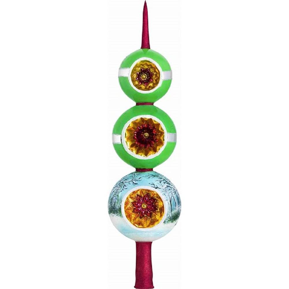 Joy To The World Yule Log Finial Polish Glass Christmas Tree Topper