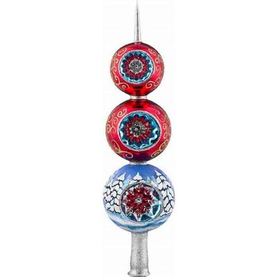 Joy To The World Woodlands Santa Finial Polish Glass Christmas Tree Topper