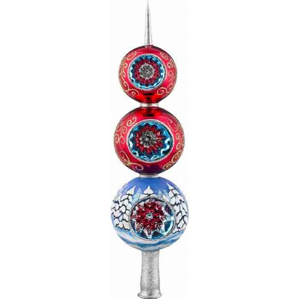 Joy To The World Woodlands Santa Finial Polish Glass Christmas Tree Topper