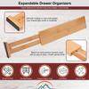 DICOBEE Bamboo Kitchen Drawer Dividers Organizers, (Large (17"-22")) Expandable Drawer Organizer, Adjustable Bamboo Dividers For Kitchen Drawers, Dresser, Bedroom, Bathroom, and Office, 4 Pack view 4
