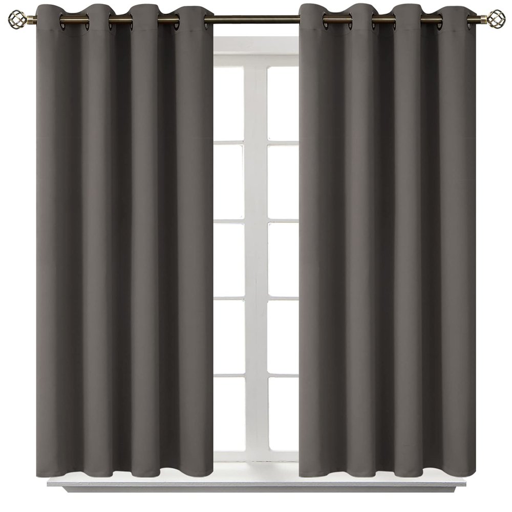 BGment Blackout Curtains for Bedroom - Grommet Thermal Insulated Room Darkening Curtains for Living Room, Set of 2 Panels (52 x 45 Inch, Grey)