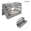 YSWH Bunk Bed Frame, Full-Over-Full Pinewood Bedroom Furniture Bed with Drawers, Storage Staircase, Open Shelves and Guardrails, Can Be Separated Into 2 Beds (Gray) view 2