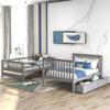 YSWH Bunk Bed Frame, Full-Over-Full Pinewood Bedroom Furniture Bed with Drawers, Storage Staircase, Open Shelves and Guardrails, Can Be Separated Into 2 Beds (Gray) view 4