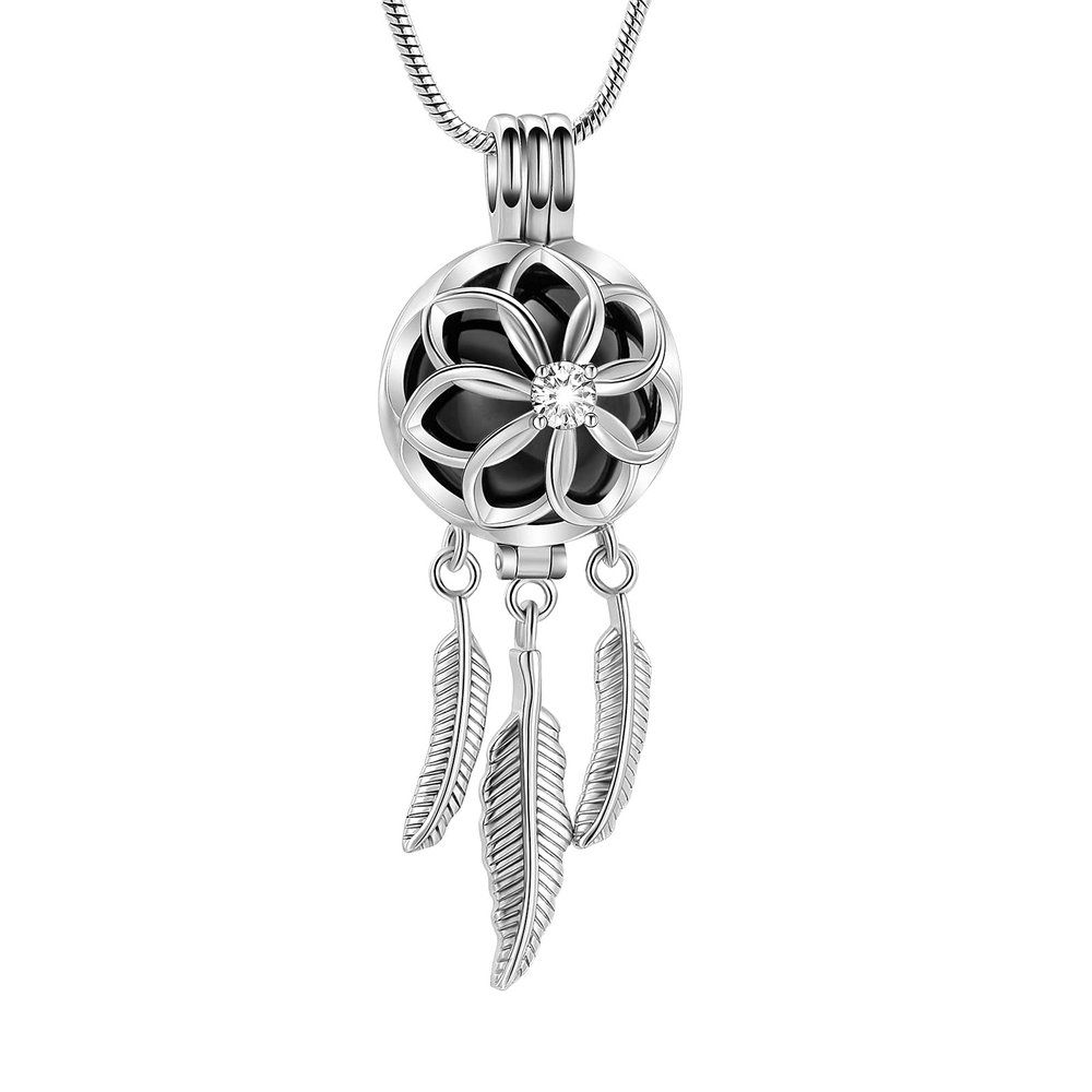 Cremation Jewelry Dream Net Urn Pendant Necklace with Hollow Urn Cremation Jewelry for Ashes Dream Catcher Shape