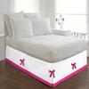PG Beddings Luxury 1 Piece Two Tone Split Corner Tie Bed Skirt, 21 Inch Drop Length 100% Egyptian Cotton, Olympic Queen Size Solid White/Hot Pink view 1