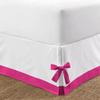 PG Beddings Luxury 1 Piece Two Tone Split Corner Tie Bed Skirt, 21 Inch Drop Length 100% Egyptian Cotton, Olympic Queen Size Solid White/Hot Pink view 2