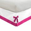 PG Beddings Luxury 1 Piece Two Tone Split Corner Tie Bed Skirt, 21 Inch Drop Length 100% Egyptian Cotton, Olympic Queen Size Solid White/Hot Pink view 3