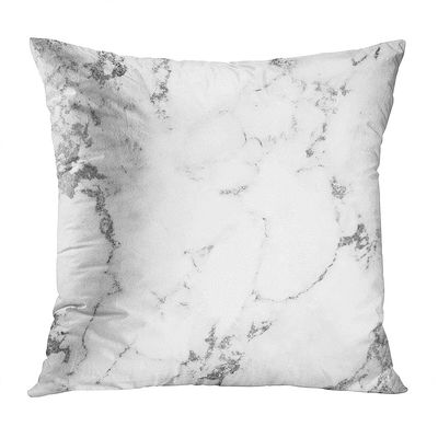 Suklly Modern European Square White Silver Gray Carra Marble Stone Abstract Hidden Zipper Home Sofa Decorative Throw Pillow Cover Cushion Case 20x20 Inch Design Printed Pillowcase