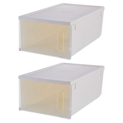 Cabilock 2pcs Transparent Plastic Shoes Storage -saving Organizer Capacity Easy for Home and Closet Use