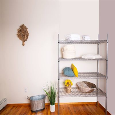 Omega 18" Deep x 48" Wide x 69" High 4 Tier Slanted Gray Wire Shelf Truck