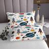 Erosebridal Outer Space Quilted Queen Size Kids Boys Cartoon Rocket Spaceship Bedspread Space Planet Meteorite Coverlet Set,Cosmos Theme 3 Piece Quilt Set with 2 Pillow Cases view 4
