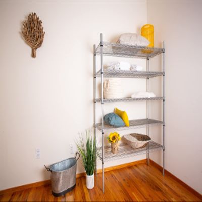 Omega 18" Deep x 42" Wide x 60" High 5 Tier 3 Sided Gray Wire Shelf Truck