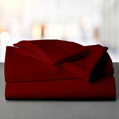 Mr Pandaa 100% American Supima Cotton 800 Thread Count Sheet Set, Ultra Crisp, Sateen Weave Hotel Collection, 15" Deep Pockets - RV King-Burgundy