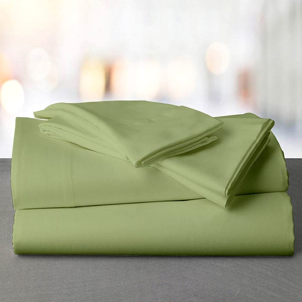 Mr Pandaa 100% American Supima Cotton 800 Thread Count Sheet Set, Ultra Crisp, Sateen Weave Hotel Collection, 13" Deep Pockets - Twin Extra Long-Sage