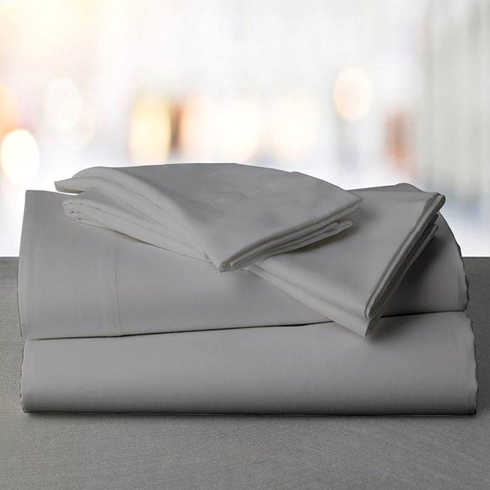 Mr Pandaa 100% American Supima Cotton 800 Thread Count Sheet Set, Ultra Crisp, Sateen Weave Hotel Collection, 13" Deep Pockets - Twin-Light Grey