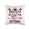Blessed by God for 99 Years Flower Christian Religious Throw Pillow view 1