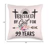 Blessed by God for 99 Years Flower Christian Religious Throw Pillow view 4