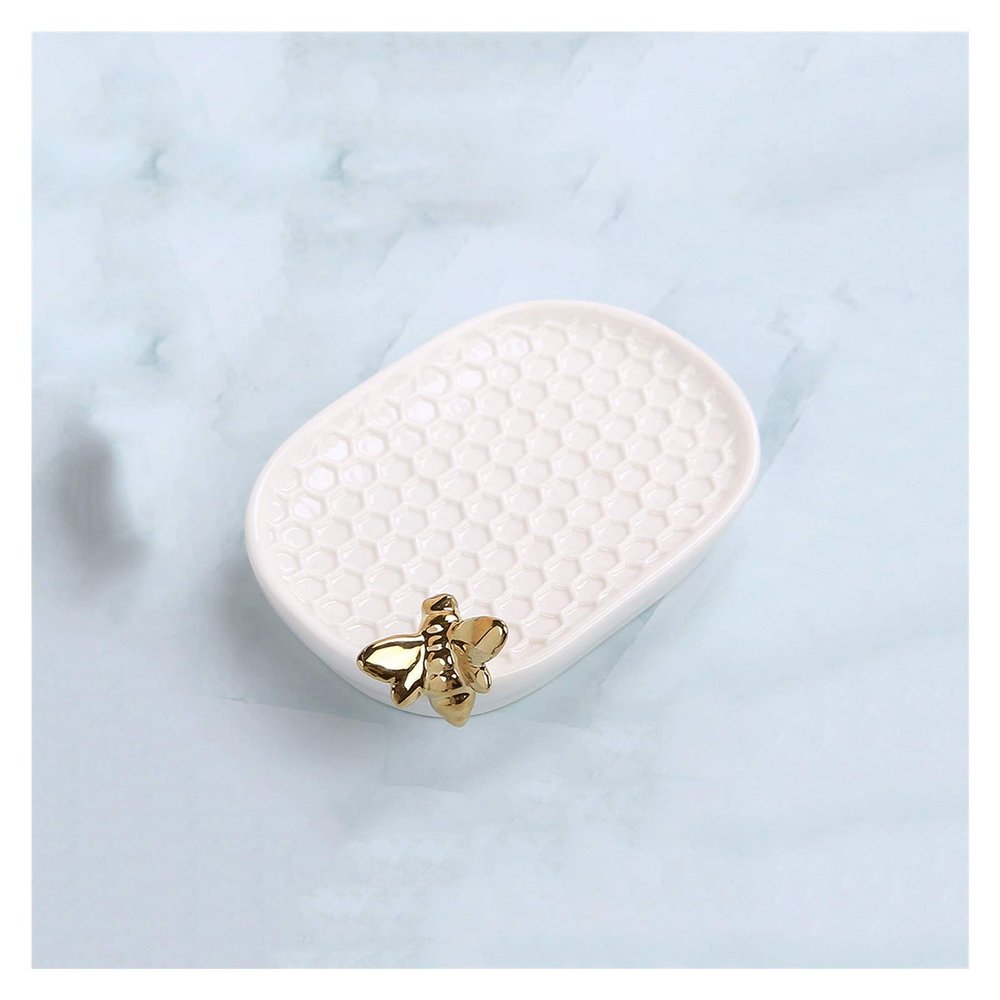 XIAOSAKU Bar Soap Dish Creative Ceramic Soap Holder, Both Soap Container and Jewelry Box, Multi-Purpose Soap Holder is The Best Choice for Gifts to Friends Soap Saver (Color : White)